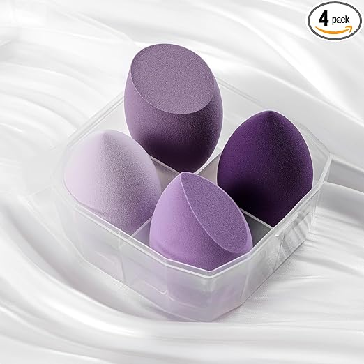4-Pack Makeup Blending Sponge Kit – Latex-Free Beauty Sponges for Smooth Foundation & Concealer Coverage