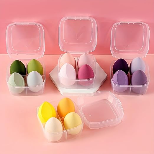 4-Pack Makeup Blending Sponge Kit – Latex-Free Beauty Sponges for Smooth Foundation & Concealer Coverage